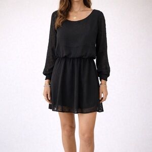 Urban Outfitters Lumiere Black Long Sleeve Swiss Dot Dolman Dress Size Med NWT